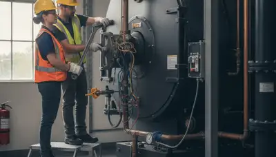 Boiler repair technician servicing a home in Mountain View, CA for fast heat restoration