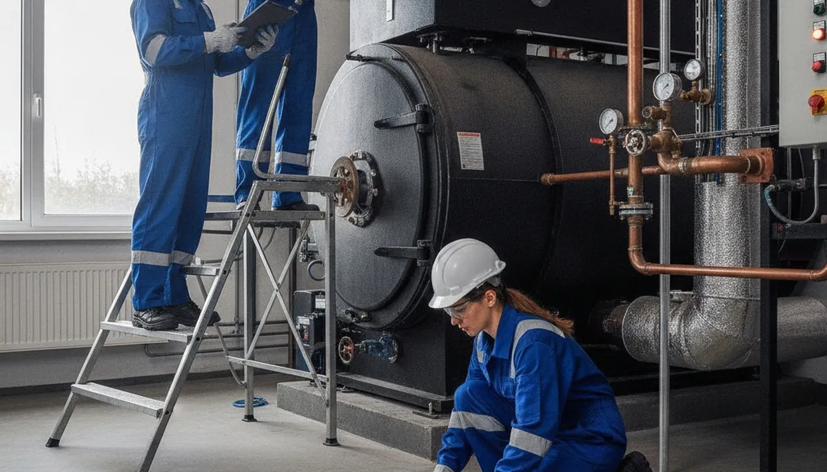 Boiler repair technician servicing a home in Mountain View, CA