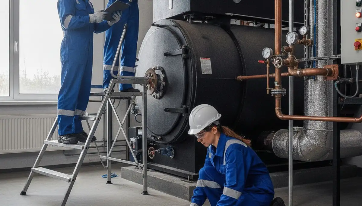 Boiler repair technician servicing a home in Mountain View, CA