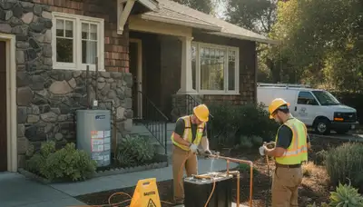 Plumber repairing pipes in Mountain View, CA for residential plumbing service