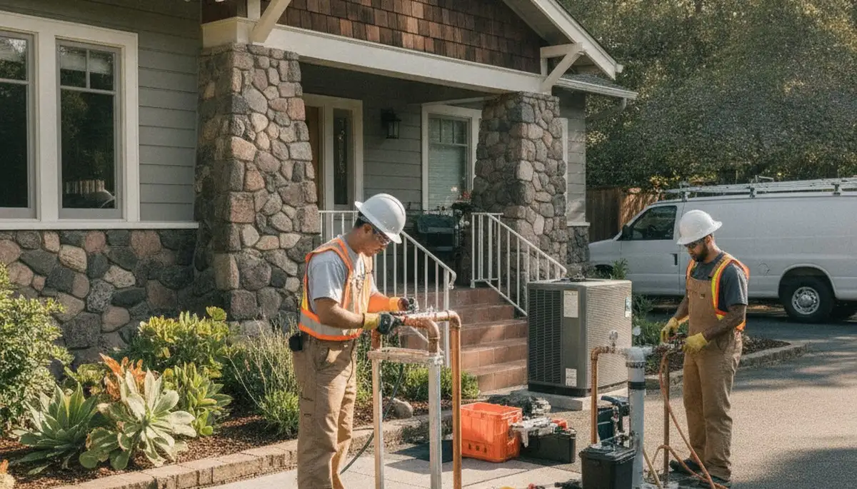 Plumber repairing a leak in Mountain View, CA plumbing service area