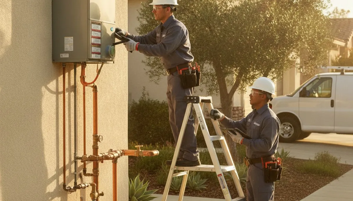 Plumber repairing a leak in Mountain View, CA for plumbingmountainviewca-new.com