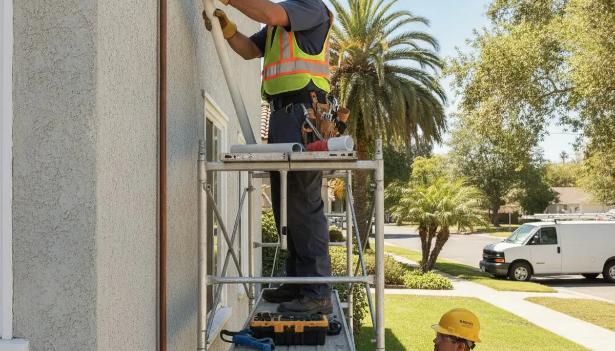 Plumber repairing kitchen sink in Mountain View, CA