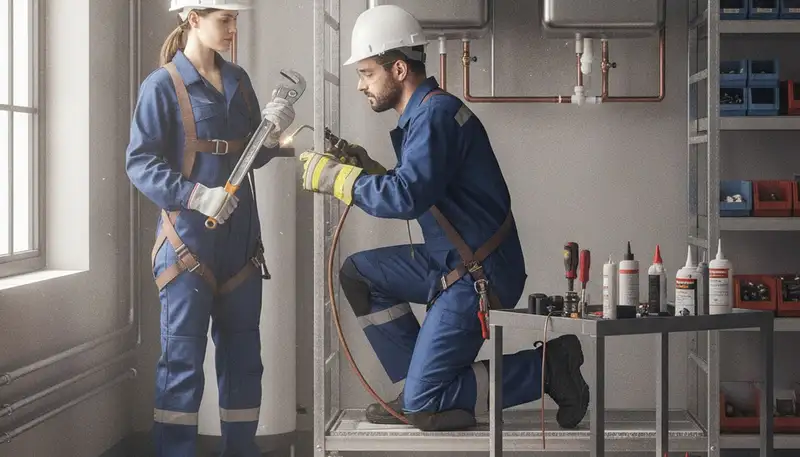 Plumber repairing a leaking pipe in Mountain View, CA home