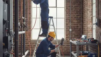 Plumbing repair technician fixing a home pipe in Mountain View, CA