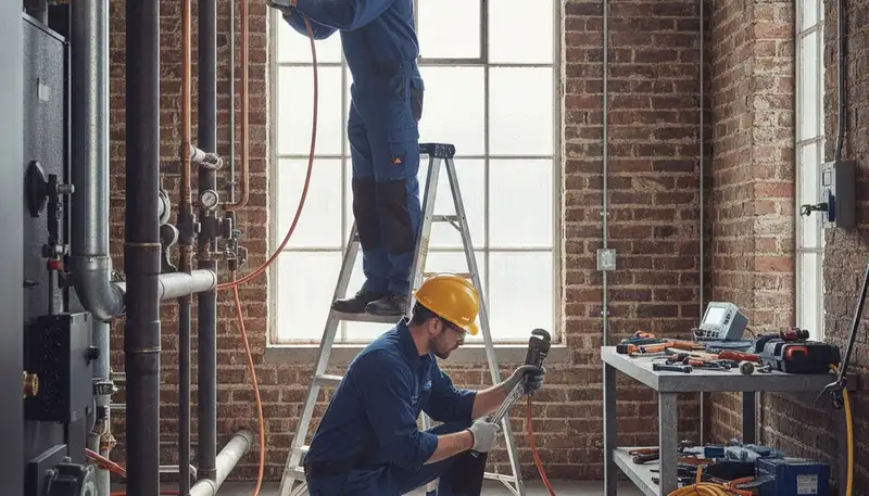 Plumbing repair technician fixing a home pipe in Mountain View, CA