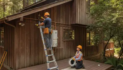 Plumber repairing pipe in Mountain View, CA for plumbingmountainviewca-new.com