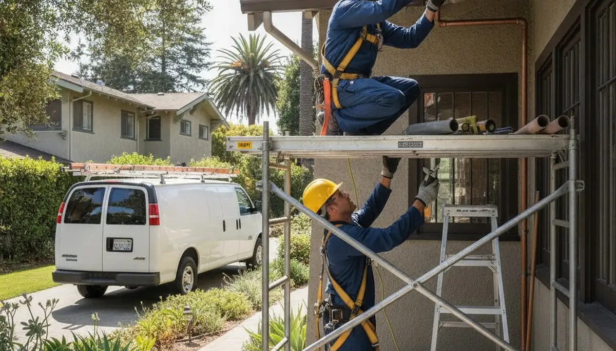 Plumber repairing a leak in Mountain View, CA for plumbingmountainviewca-new.com