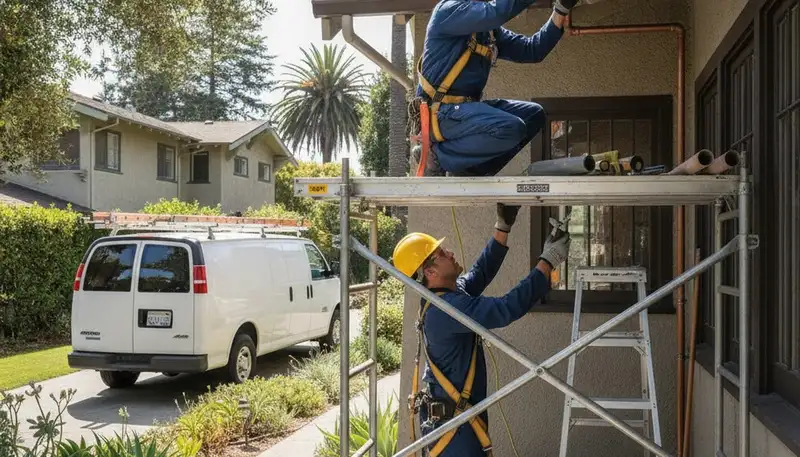Plumber repairing a leak in Mountain View, CA for plumbingmountainviewca-new.com