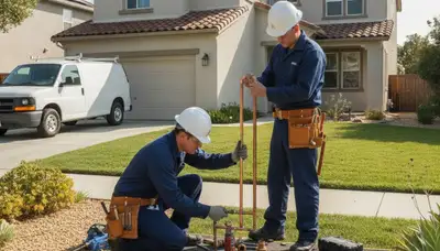 Plumber repairing a pipe in Mountain View, CA for plumbing repair service