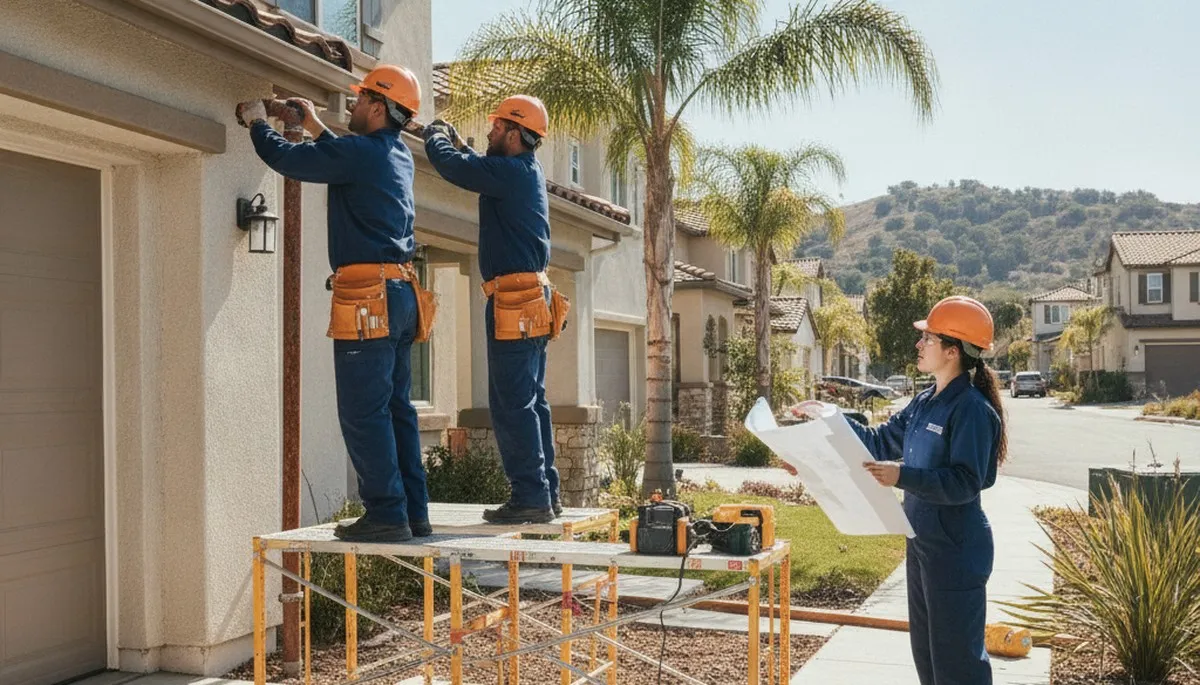 Plumbing repair technician in Mountain View, CA servicing a residential plumbing issue