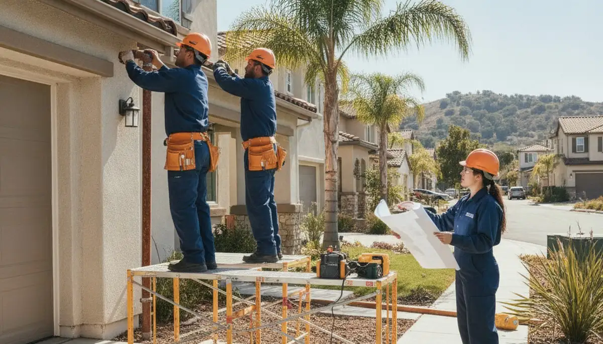 Plumbing repair technician in Mountain View, CA servicing a residential plumbing issue