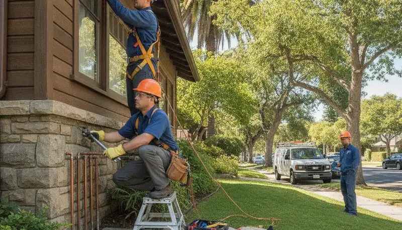 Plumber repairing a leak in Mountain View, CA for plumbing repair services