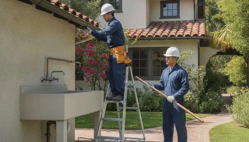 Plumber repairing sink in Mountain View, CA for residential plumbing service