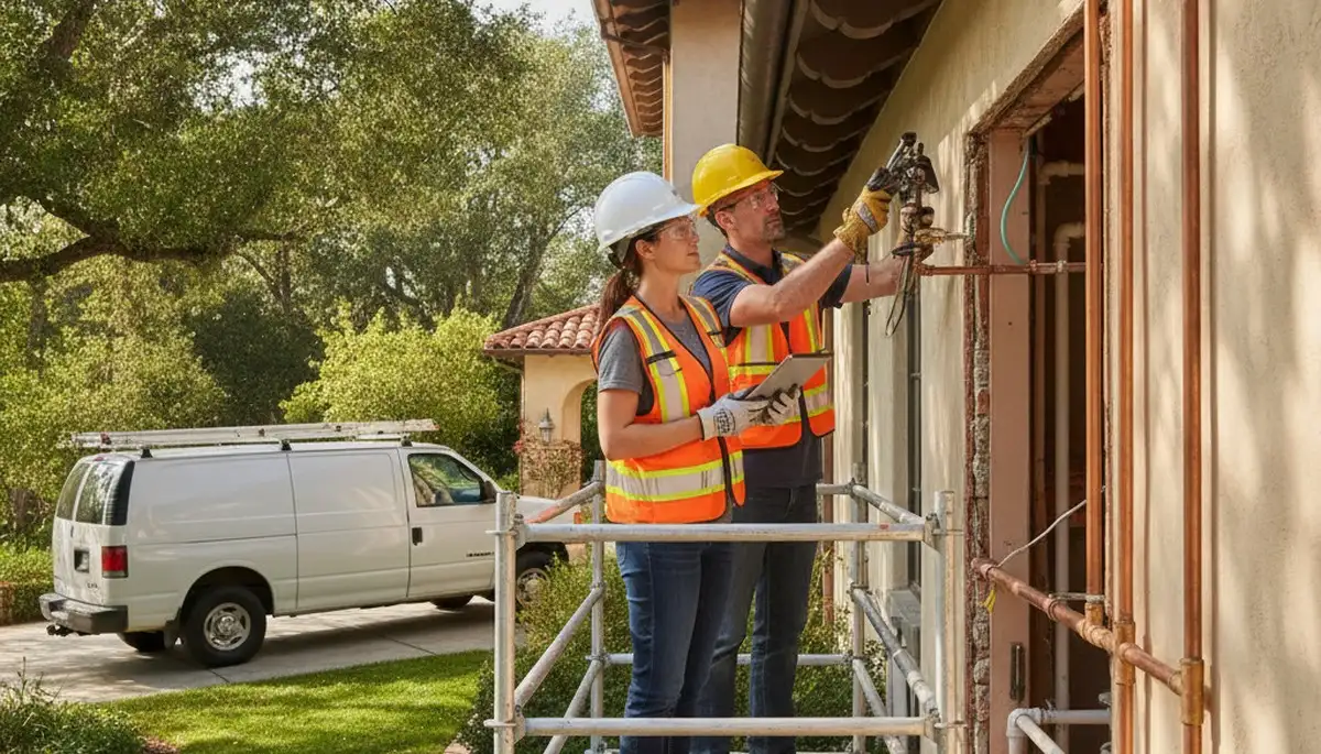 Mountain View, CA plumber repairing a leak for a residential plumbing service