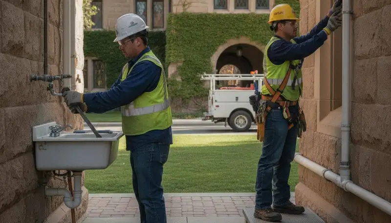 Plumber repairing a leak in Mountain View, CA for plumbingmountainviewca-new.com