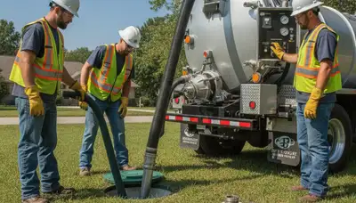 Septic pumping service truck for Mountain View, CA homes to prevent backups and protect plumbing systems