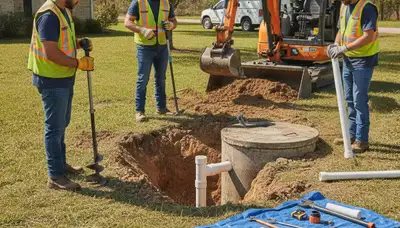 Septic repair service truck in Mountain View, CA for home plumbing emergencies