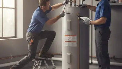 Water heater repair technician servicing a home in Mountain View, CA